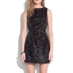 Madewell Broadway & Broom Lightbox Sequin Sleeveless Mini Dress Black size S